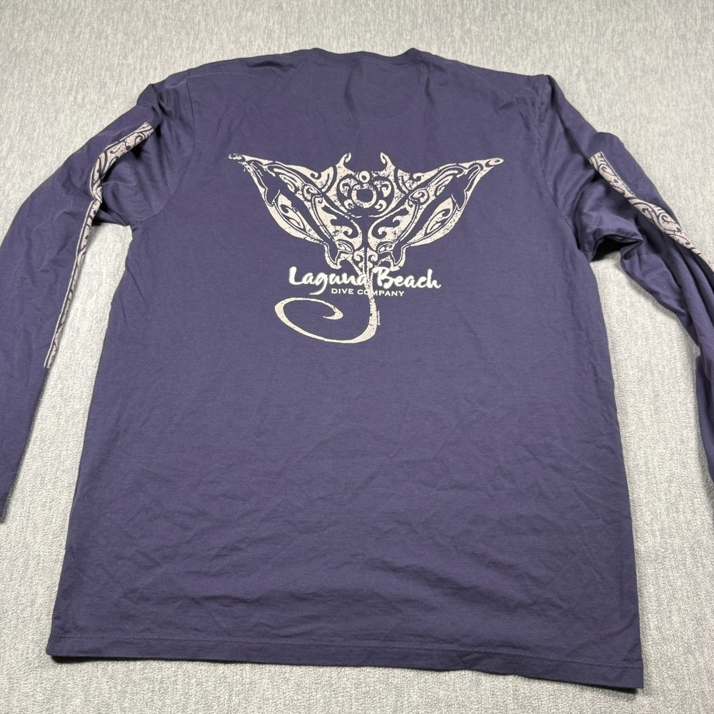 Crazy Shirts Shirt Mens 2XL Blue Pima Cotton Manta Ray Graphic Long Sleeve Tee